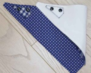 Blue-polka-dot-full-bandana-bib-blue-gingham-patch-folded-BB031