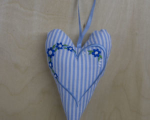 Floral heart embroidered hanging heart