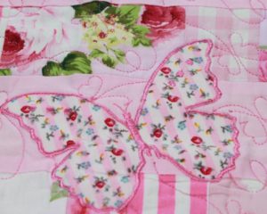 Pretty Butterfly Stripe Patchwork Quilt