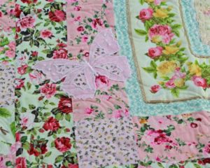 Vintage & Rose Butterfly Quilt detail
