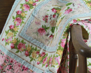 Vintage & Rose Butterfly Quilt lace detail