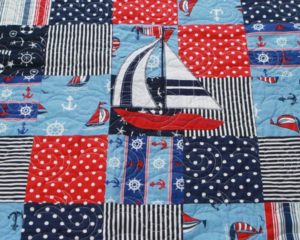 Gone-Sailing quilt-navy theme single boat detail